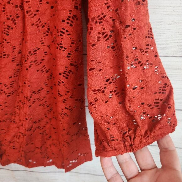 Fenn Wright Manson Womans Dark Orange Long Sleeve Layer Size 1X Boho - Picture 3 of 7